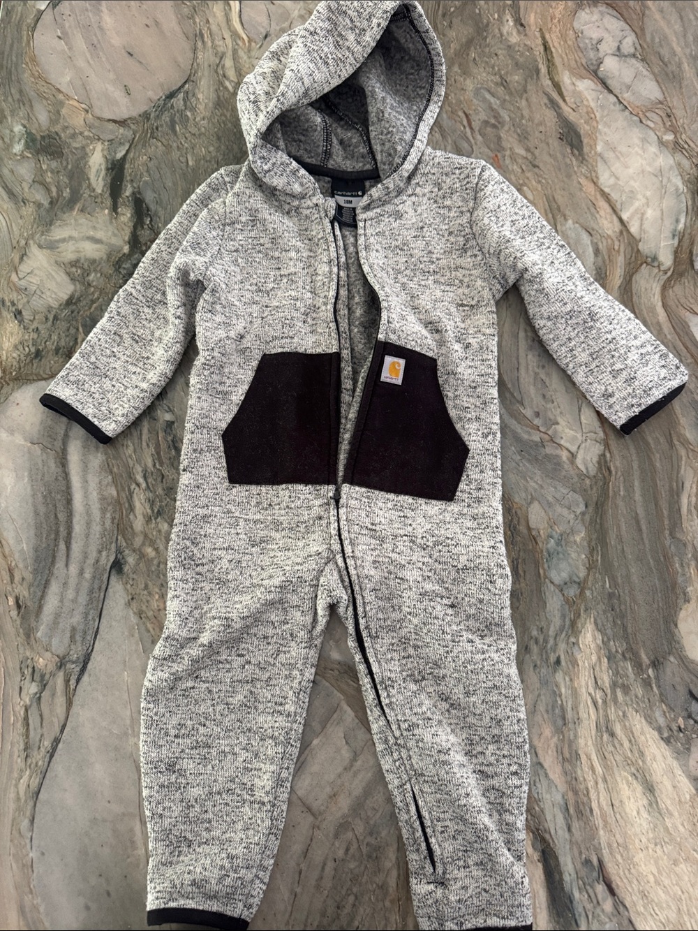 Carhartt Heather Gray Hooded One-Piece for Kids